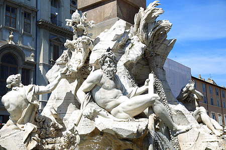 伯尼尼尼的不老泉宙斯 意大利罗马纳沃纳广场男人广场正方形纪念碑雕像喷泉风格首都胡须艺术图片