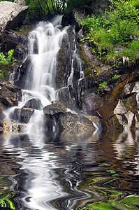 山岳中有许多瀑布环境溪流叶子森林植物墙纸旅游苔藓石头冥想图片