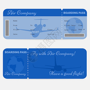 飞机登机牌的变换方式 白背景隔开的蓝票设计图片