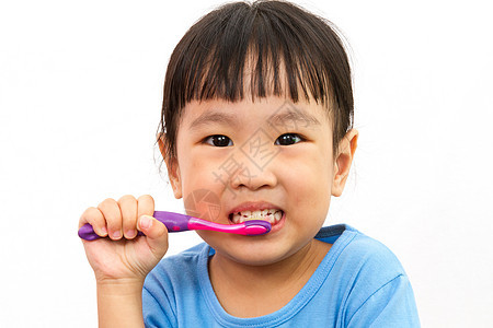 中国小女孩刷牙的中国女孩快乐学习刷子孩子女性女孩童年牙科打扫卫生图片