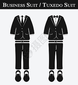 商业西装和托塞多西服(旧式 平板设计)图片