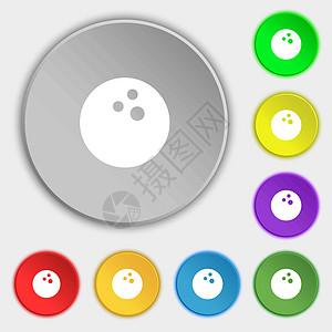 保龄球比赛 球图标符号 8个平板按钮上的符号 矢量图片