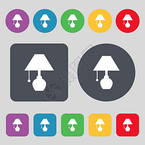 灯台灯台图标符号 一组有12色按钮 平面设计 矢量图片