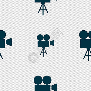 摄像机图标标志 具有几何纹理的无缝模式 韦克托生产电影网络照片界面电视视频用户记录投影仪图片