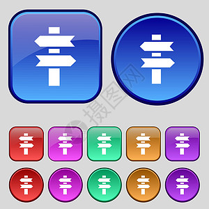 线指示图标标志 一套十二个复古按钮为您的设计 韦克托图片