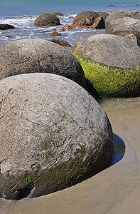 新西兰圆形旅游石头海景潮汐支撑海洋海岸线岩石海滩图片