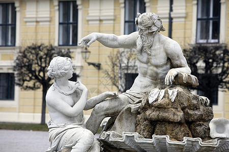 维也纳Shonbrunn城堡喷泉玫瑰园艺风格首都花园神话公园雕像纪念碑图片