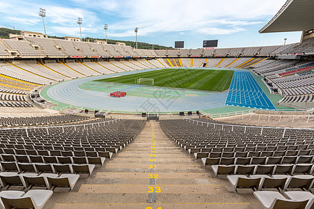 西班牙巴塞罗那 巴塞罗那奥林匹克体育场足球公园座位纪念碑游戏地标体育场观光建筑学爬坡图片
