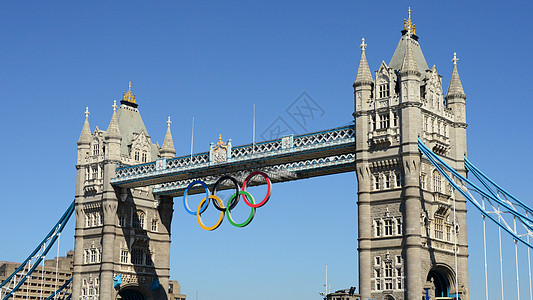 伦敦塔桥 带有奥林匹克环背景图片