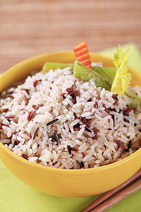 混合米饭碗食物谷物白米库存营养野米蔬菜小菜午餐黄色图片