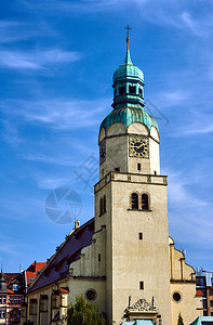教堂新侦察时钟塔天空建筑学宗教城市教会建筑背景图片