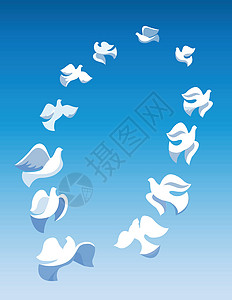 鸽子精神自由蓝色天空飞行善意联盟圆圈图片
