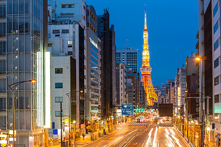 东京塔天际景观夜景建筑物城市地标图片