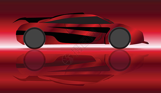 超快车运动艺术红色插图赛车加速度反射艺术品速度绘画图片
