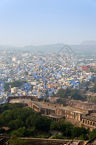 印度拉贾斯坦邦蓝色城市约德普尔Jodhpur历史性城市窗帘建筑学观光堡垒底狱地标历史城堡图片