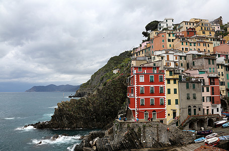 意大利辛克地球村之一海洋旅游大地岩石海景村庄房子海岸线假期海岸背景图片