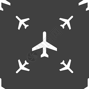 乡村旅游平面图标标志 灰色背景上的无缝模式 韦克托旅行航班交通飞机运输路标航空公司插图旅游商业插画
