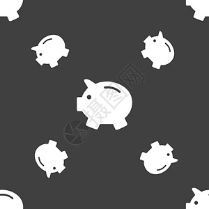 存钱罐存钱图标标志 灰色背景上的无缝模式 韦克托商业利润硬币金融生长营销销售储蓄投资银行业图片