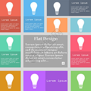 灯泡图标标志 一组带文本空间的彩色按钮 韦克托界面用户商业活力技术创造力照明想像力力量插图图片