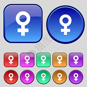 女性图标符号 一组12个旧的按钮用于设计 矢量图片
