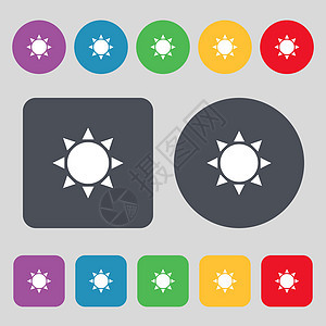 太阳图标符号 一组有12色按钮 平面设计 矢量日落圆形绘画用户旅行网站强光界面天气阳光图片