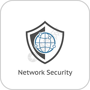 网络安全图标 平面设计数据球状体技术互联网全球标识插图商业图片