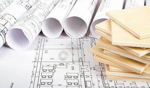 蓝图上的牌建筑学绘画文档工程建筑物住房项目建筑测量草图图片