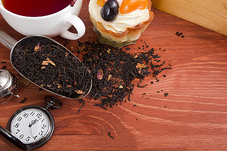 喝茶时间测量茶匙财产勺子橙子小费宏观早餐花瓣本影图片