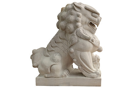 白色背景的中国风格的狮子雕像艺术精神天堂纪念碑装饰品历史文化寺庙繁荣雕塑图片