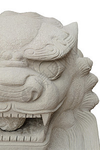 白色背景的中国风格的狮子雕像寺庙动物艺术雕塑文化精神装饰品生物纪念碑历史图片