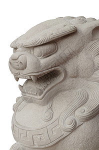 白色背景的中国风格的狮子雕像寺庙宗教历史雕塑生物装饰品文化繁荣精神天堂图片