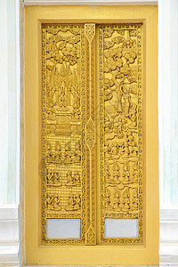 泰国庙门木头寺庙原住民条纹雕刻历史纹理窗户工艺文化图片