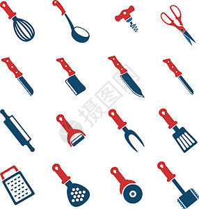厨房工具服务勺打蛋器图标三德蔬菜面包披萨钢包擀面杖过滤勺图片