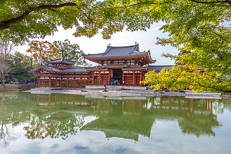 Byodo in 寺庙历史溪流地标神道树木吸引力游客旅行文化遗产图片