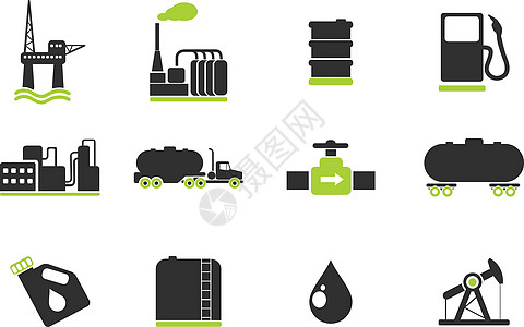石油和石油工业对象图标水库互联网化石工厂卡车图标集梯子管道汽油矢量图片
