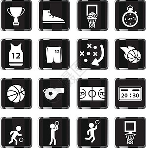篮球简单的图标灌篮场地分数杯子短裤背心时间跑表运动鞋篮筐图片