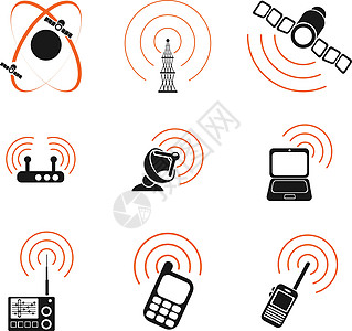 无线电信号简单矢量图标天线电话图标集绘画卫星符号对讲机插图通讯塔收音机图片