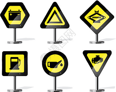 路标标志图标汽车作坊警告引擎服务千斤顶插图修复符号危险图片