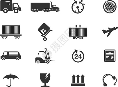 货物运输符号服务卡车阳伞中心速度沟通客户图标叉车船运图片