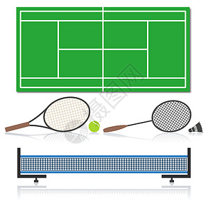 一组运动设备 矢量说明乒乓竞赛小鸟网络游戏网格桌子活动球拍羽毛球图片