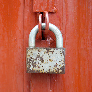 锁住红门安全金属安装红色宏观房子挂锁技术秘密入口图片