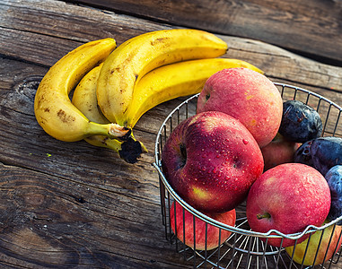 秋季水果丰收活力食物果汁香蕉甜点篮子厨具收藏背景图片
