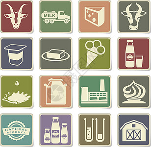 牛奶业图标集瓶子乳制品元素酸奶收藏计算机酸味用户食物纸盒图片