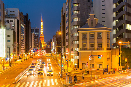 东京塔夜景城市天际地标景观建筑物图片