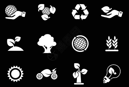 生态图标太阳车辆活力界面气候计算机插头地球环境保护回收图片