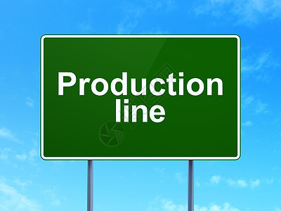 工业概念 道路标志背景的生产线 (第1段)图片