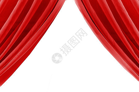 红色窗帘和白色背景图片