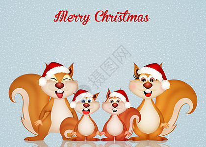 圣诞明信片插图家庭棕色庆典毛皮森林橡子动物图片