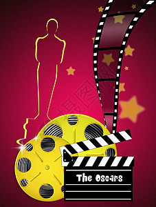 奥斯卡颁奖奥斯卡之夜演员颁奖电影塑像报酬红地毯插图快乐线圈背景