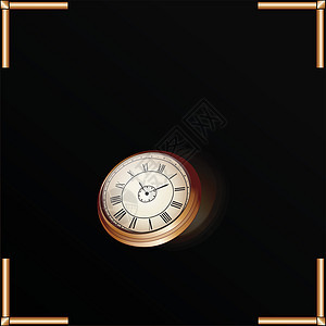 黄金时钟艺术框架插图运动数字青铜耀斑金子黑色时间背景图片
